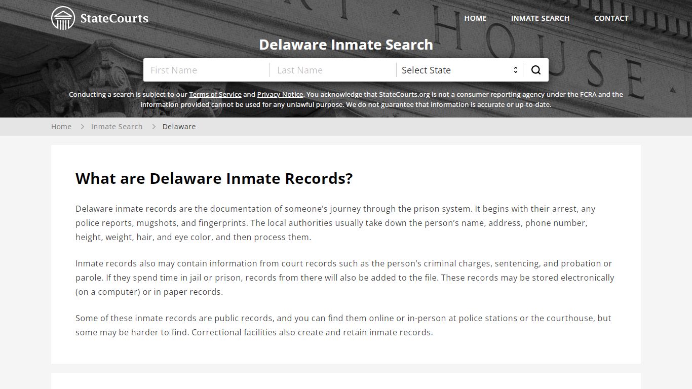 Delaware Inmate Search, Prison and Jail Information - StateCourts